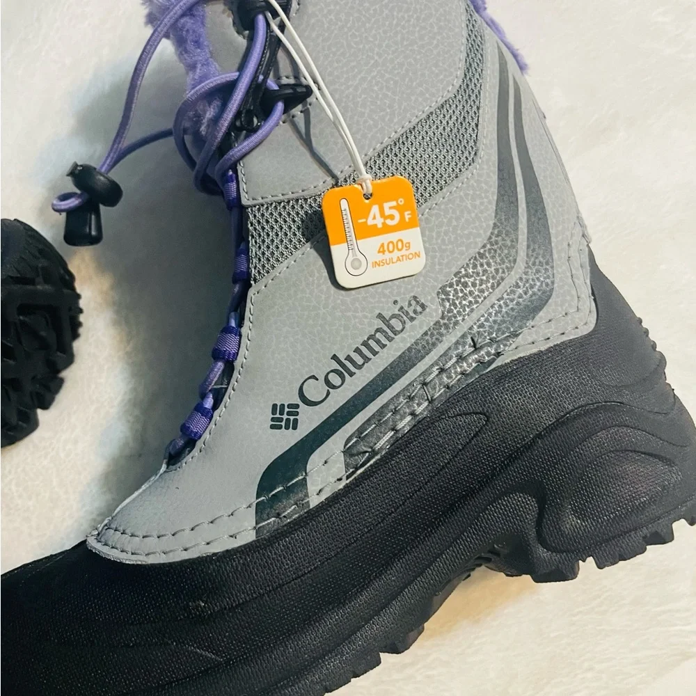 🤍💜💎💎Columbia Kids' Black and Lavender Snow Boots
